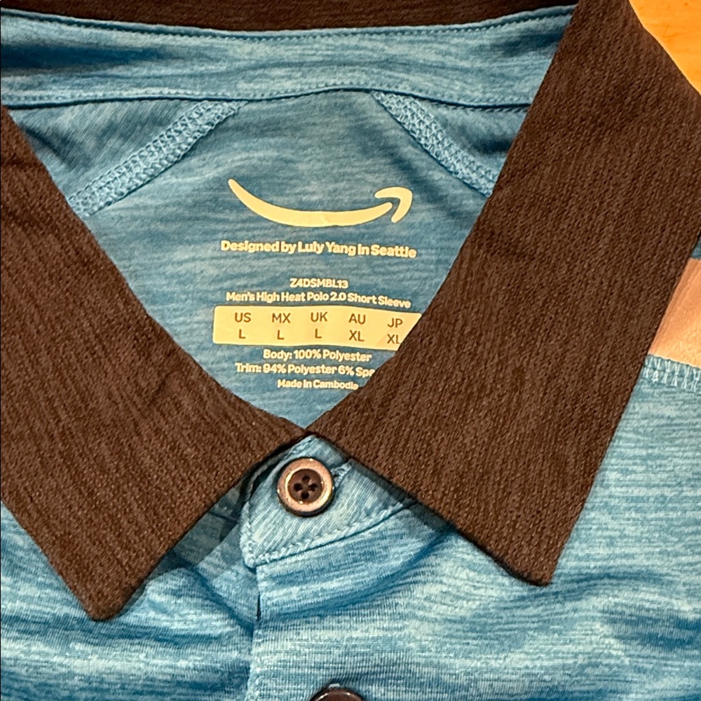 Amazon Men's Teal and Black Polo Shirt Uniform - Picture 4 of 6